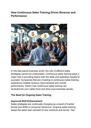 How Continuous Sales Training Drives Revenue and Performance