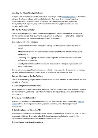 Unlocking the Value of DevOps Platforms