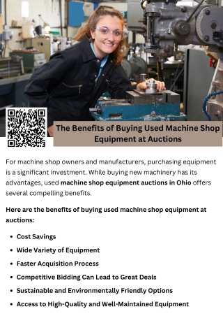 The Benefits of Buying Used Machine Shop Equipment at Auctions