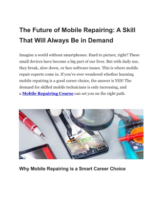 The Future of Mobile Repairing A Skill That Will Always Be in Demand