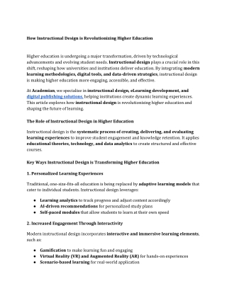 How Instructional Design is Revolutionizing Higher Education