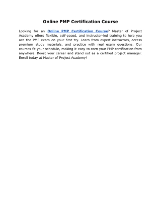 Online PMP Certification Course