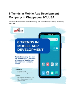 8 Trends in Mobile App Development Company in Chappaqua NY USA