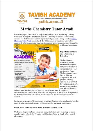 Maths Chemistry Tutor Avadi