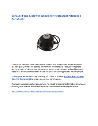 Exhaust Fans & Blower Wheels for Restaurant Kitchens _ PartsFeUK
