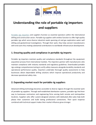 Understanding the role of portable rig importers and suppliers