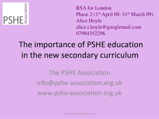 The importance of PSHE education in the new secondary curriculum