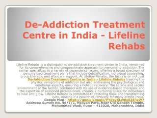 Rehabilitation Centre in India - Lifeline Rehabs