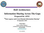 DoD Architecture Information Sharing Across The Gaps Prepared for AFEI Inter-agency and Cross-Domain Information Shar
