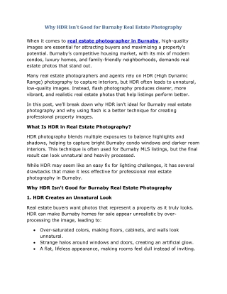 Why HDR Isn’t Good for Burnaby Real Estate Photography