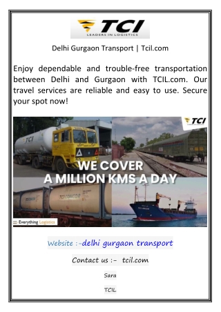 Delhi Gurgaon Transport  Tcil.com