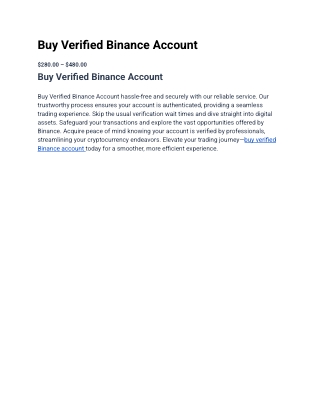 TOP Seller Buy Verified Binance Account From USA In 2025