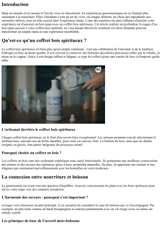 “La magie d’un bon repas associé à votre coffret bois spirituel”