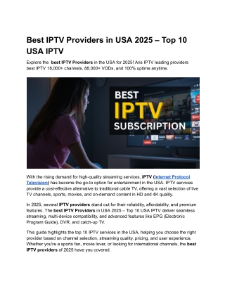 Best IPTV Providers in USA 2025 – Top 10 USA IPTV
