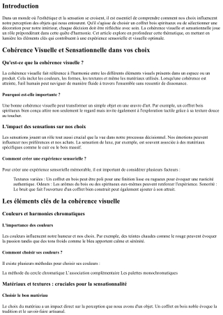 Cohérence Visuelle et Sensationnelle dans vos choix