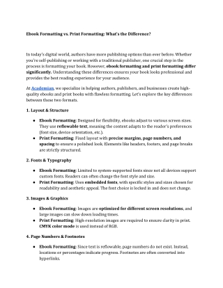 Ebook Formatting vs. Print Formatting What’s the Difference