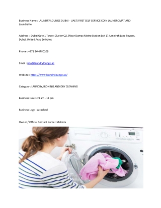 LAUNDRY LOUNGE DUBAI - UAE'S FIRST SELF SERVICE COIN LAUNDROMAT AND Laundrette