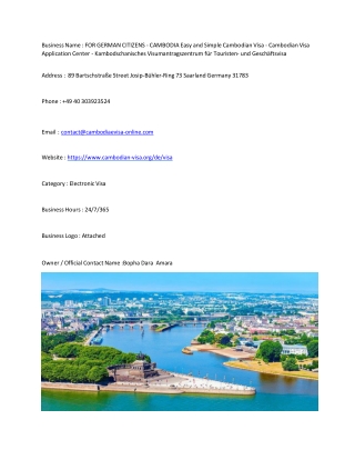FOR GERMAN CITIZENS - CAMBODIA Easy and Simple Cambodian Visa - Cambodian Visa A