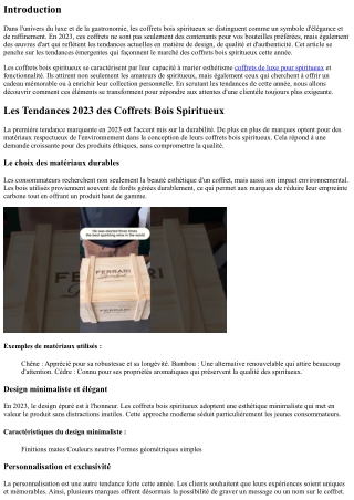 Les Tendances 2023 des Coffrets Bois Spiritueux