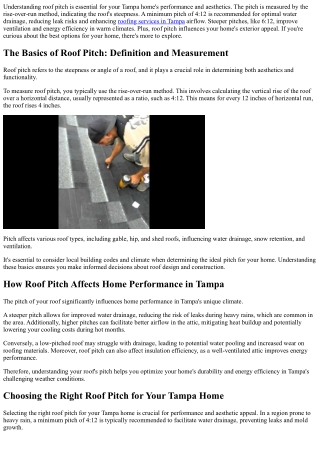 Understanding Roof Pitch and Its Impact on Tampa Homes