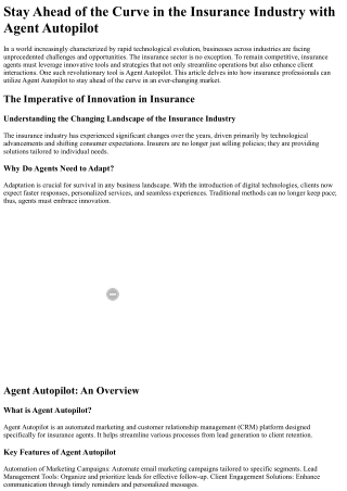 Stay Ahead of the Curve in the Insurance Industry with Agent Autopilot