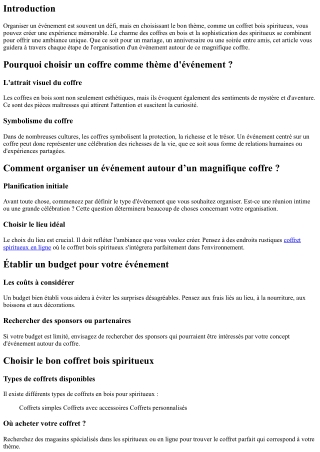 “Comment organiser un événement autour d’un magnifique coffre ?”