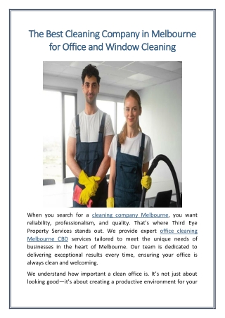 The Best Cleaning Company in Melbourne for Office and Window Cleaning