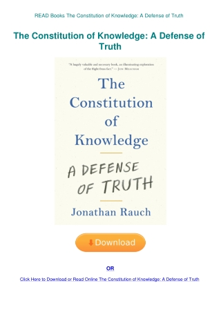 READ Books The Constitution of Knowledge A Defense of Truth
