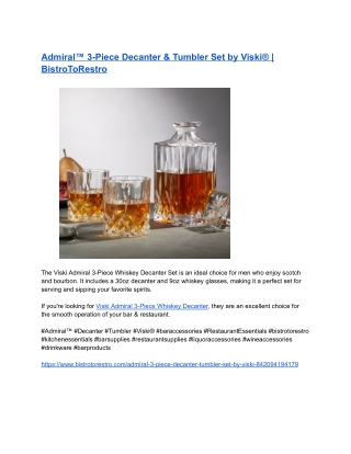 Admiral™ 3-Piece Decanter & Tumbler Set by Viski® _ BistroToRestro