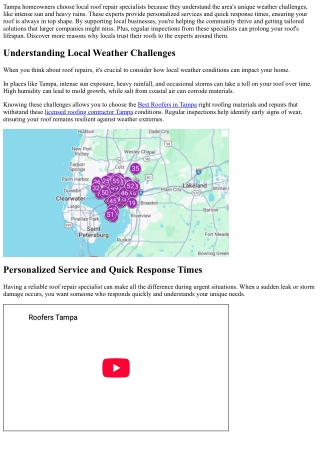 Why Tampa Homeowners Choose Local Roof Repair Specialists