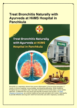 Treat Bronchitis Naturally with Ayurveda at HiiMS Hospital in Panchkula