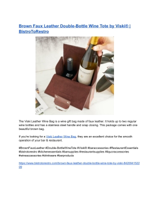 Brown Faux Leather Double-Bottle Wine Tote by Viski® _ BistroToRestro
