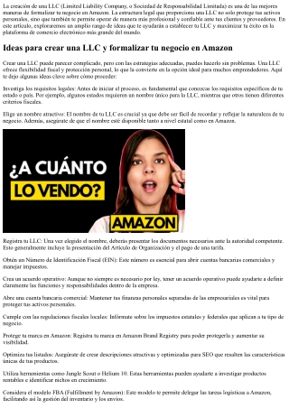 Ideas para crear una LLC y formalizar tu negocio en Amazon