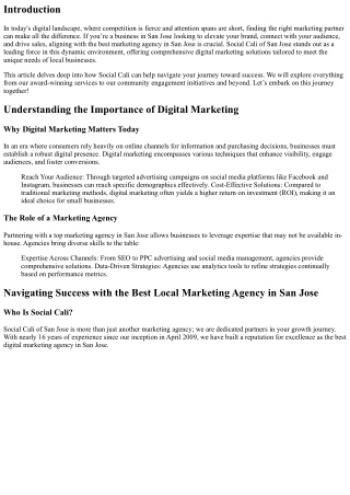 Navigating Success with the Best Local Marketing Agency in San Jose