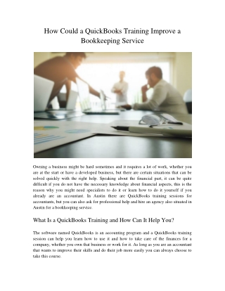 How Could a QuickBooks Training Improve a Bookkeeping Service