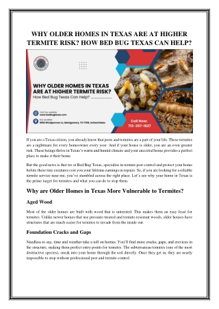 Termite Treatment in Montgomery, TX - Expert Extermination