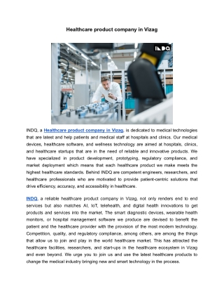 Healthcare product company in Vizag | INDQ