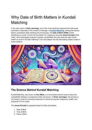 Why Date of Birth Matters in Kundali Matching
