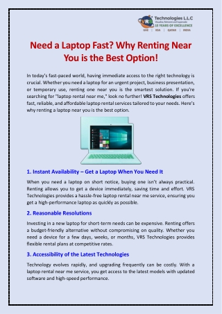 Need a Laptop Fast Why Renting Near You is the Best Option!