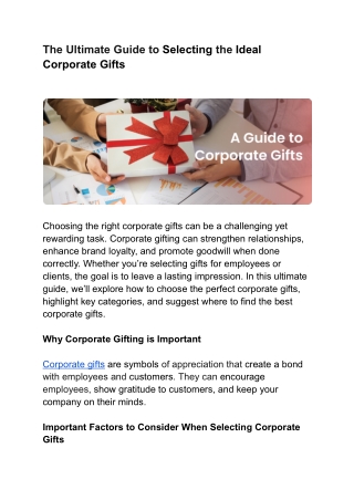 The Ultimate Guide to Choosing the Perfect Corporate Gifts