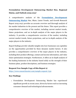 Formulation Development Outsourcing Market