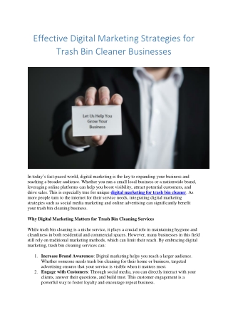 Trash can cleaning marketing