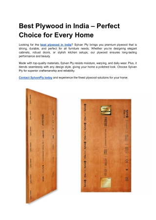 Best Plywood in India – Perfect Choice for Every Home