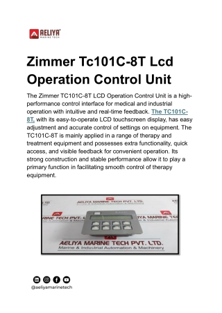 Zimmer Tc101C-8T Lcd Operation Control Unit