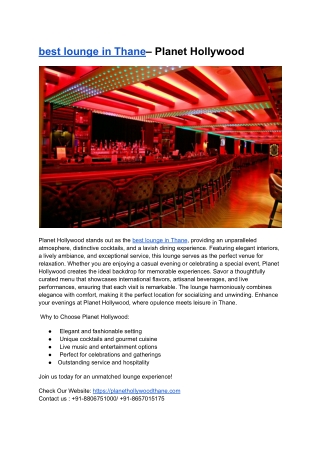 Best Restaurants in Thane for a Luxurious Dining Experience – Planet Hollywood