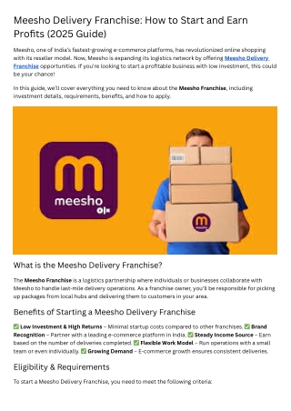 Meesho Delivery Franchise
