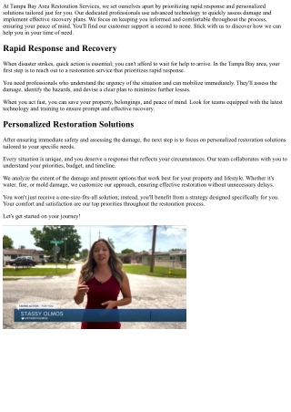 Tampa Bay Area Restoration Services: What Sets Us Apart