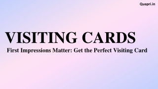 First Impressions Matter Get the Perfect Visiting Card