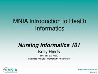 MNIA Introduction to Health Informatics