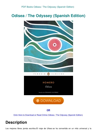 PDF Books Odisea  The Odyssey (Spanish Edition)